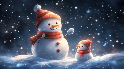 Cute snowman. Winter holiday theme.