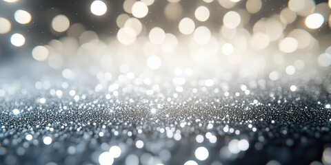 Poster - Elegant silver and white bokeh lights forming an abstract background, perfect for celebrations and artistic projects.