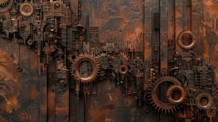 Poster - Industrial Steampunk Gear Wall Art Design