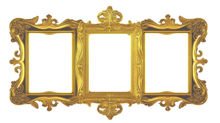 Poster - vintage collection of ornate photo frames isolated on white background generative ai