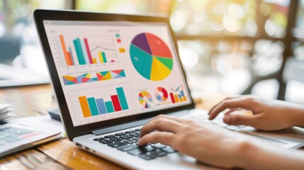 Poster - Data Analysis with Colorful Graphs on Laptop Screen