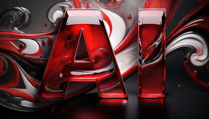 Poster - Innovative Red AI Design with Abstract Swirls