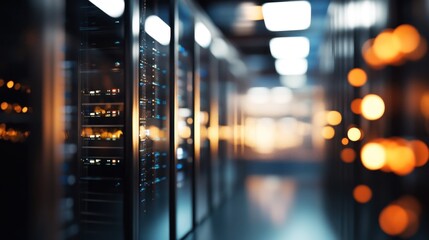 Poster - Server Room Interior with Lights