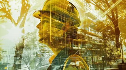 Poster - Construction Worker Portrait with Overlay Effect