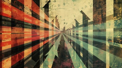 Poster - Abstract Art with Directional Arrows and Colorful Lines