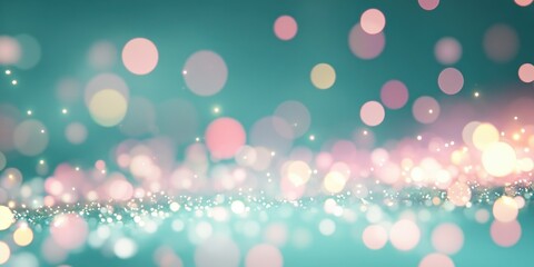 Poster - Light green festive Christmas abstract background with sparkling bokeh lights, perfect for holiday decor or website filling