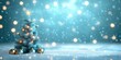 © 2rogan - Light blue Christmas background adorned with soft bokeh lights, perfect for festive greeting cards and holiday decorations