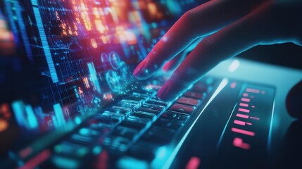 Poster - Cyberpunk Hands Typing on Keyboard