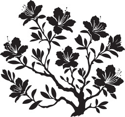 flower silhouette vector, Azalea silhouette vector icon black and white