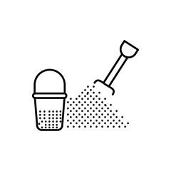 Poster - Sandbox with bucket and shovel line icon. vector simple linear illustration for web and app..eps