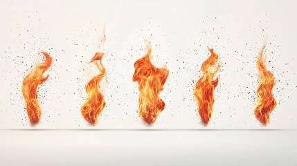 Poster - Flames Dance Vividly on a White Background Generative AI