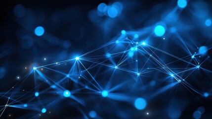 Poster -  data technology with glowing connections, depicting a web of glowing lines connecting smart devices, sensors, and cloud systems, 