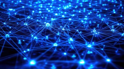 Poster -  data technology with glowing connections, depicting a web of glowing lines connecting smart devices, sensors, and cloud systems, 