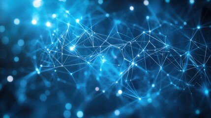 Poster - IoT data technology with glowing connections, depicting a web of glowing lines connecting smart devices, sensors, and cloud systems,