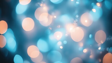Poster - Light blue background with bokeh effect: A dreamy light blue background featuring soft, out-of-focus bokeh lights in varying sizes, creating a whimsical, light-filled aesthetic.