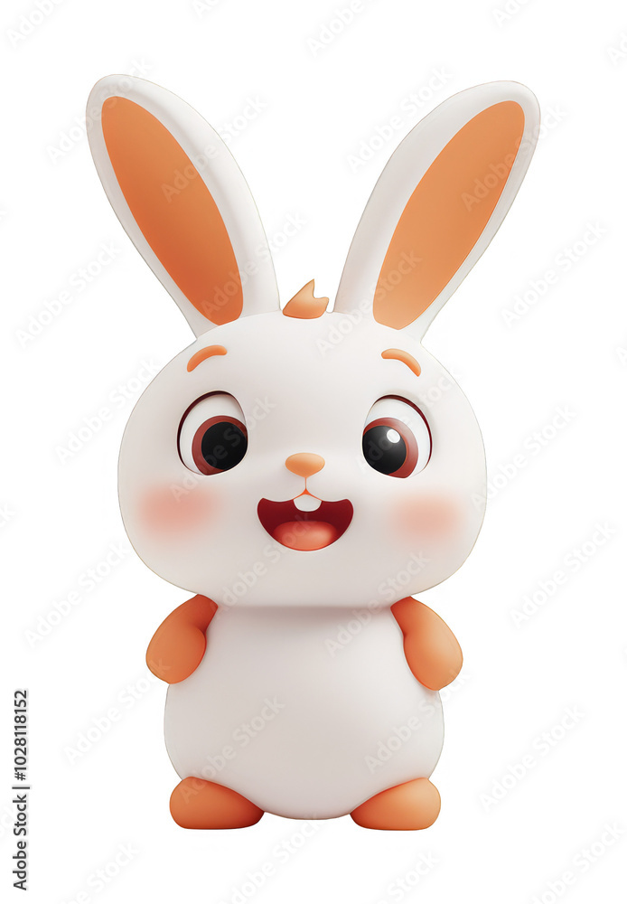 Adorable Cartoon Rabbit Illustration on Transparent Background for ...