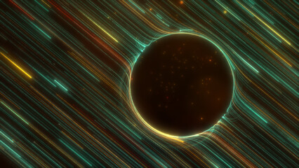 Glow line circle effect, black hole with dust particle. Render from Adobe After Effect.