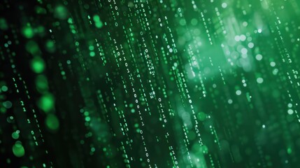 Poster - Abstract Green Binary Code Background