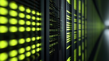 Poster - Server Racks with Green Lights