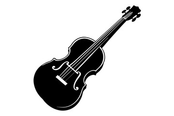 Acoustic String Instrument Shadow | vector silhouette illustration on white background