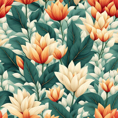 Wall Mural - Seamless floral pattern background design