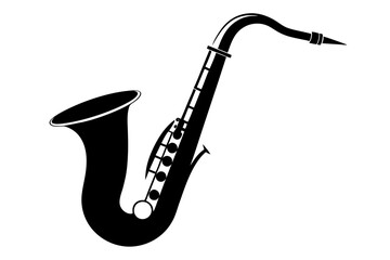 Vintage Saxophone Silhouette | vector silhouette illustration on white background