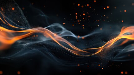 Poster - Modern black background with dynamic digital art overlays, ideal for creative technology projects