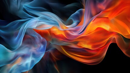 Poster - Modern black background with dynamic digital art overlays, ideal for creative technology projects