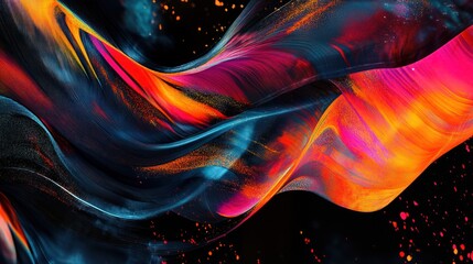 Poster - Modern black background with dynamic digital art overlays, ideal for creative technology projects