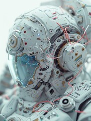 Sticker - A close-up of a futuristic helmet with intricate details. AI.