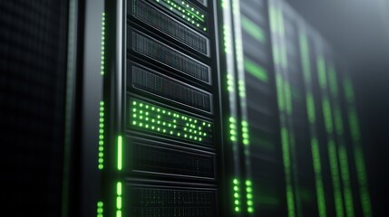 Poster - Server Rack with Green Lights