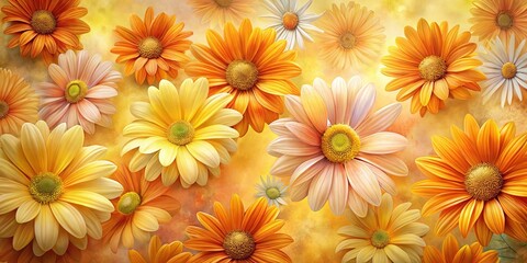 Wall Mural - A symphony of petals, a vibrant tapestry of warm hues, each bloom a radiant masterpiece of nature's artistry.