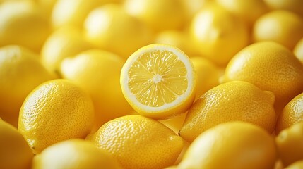 Aufkleber - Fresh lemons background Copy space Top view : Generative AI