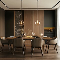 Wall Mural - Contemporary dining room setup