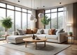 © Curie - Modern Minimalistic Living Room with Light-Colored Sectional Sofa and Natural Light