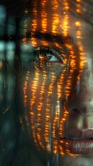 Wall Mural - glowing woman in cyberpunk style digital art