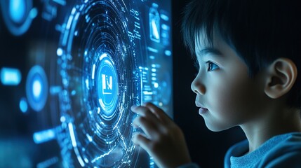 Poster - A student using AI-powered digital education tools for personalized learning.