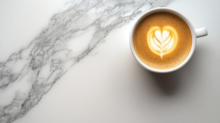 Aufkleber - Cup of coffee with Brazilian flag on marble table Close up Top view : Generative AI