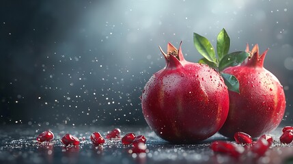 Aufkleber - Pomegranates fruits with seeds Dark grey background Close up : Generative AI