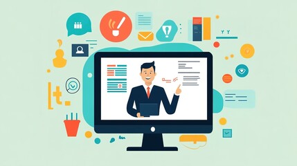Poster - A teacher providing feedback through a learning management system.