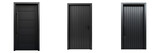 A minimalist modern black steel door with sleek vertical paneling, isolated on a transparent background