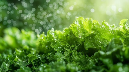 Poster - Romaine lettuce salad close up Top view : Generative AI