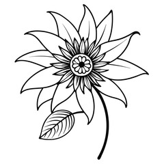 Poster - Detailed Passionflower Line Art Illustration.