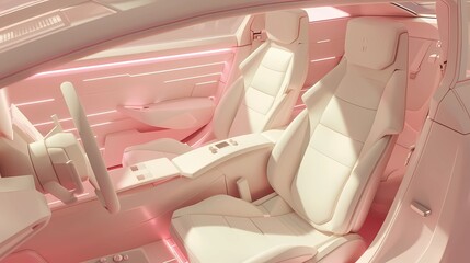 A style 3d work, of future concept car interior design, fashion product design, Generative AI illustratiions.
