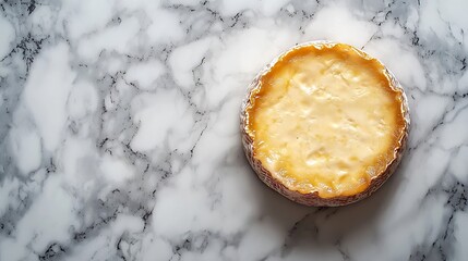 Poster - Cheese with washed orange rind French or German Marble table background Top view : Generative AI