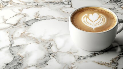 Aufkleber - Coffee espresso in white cup Marble background Close up : Generative AI