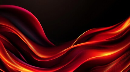 Poster - A vibrant abstract design featuring flowing red waves on a black background, symbolizing energy, movement, passion, fire, and fluidity.