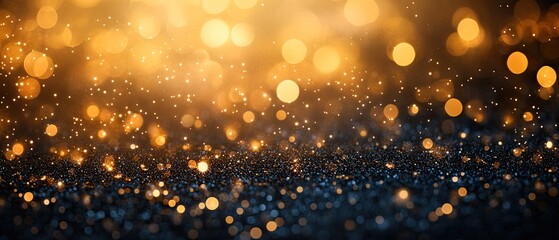 Sticker - A captivating abstract background featuring shimmering golden bokeh lights and sparkling particles, ideal for festive themes.