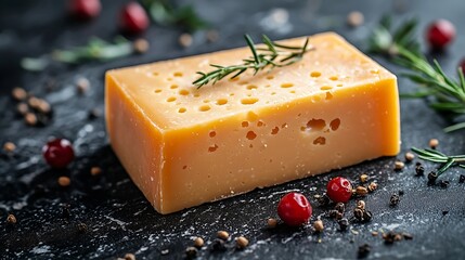 Poster - Cheese with washed orange rind French or German Marble table background Close up : Generative AI