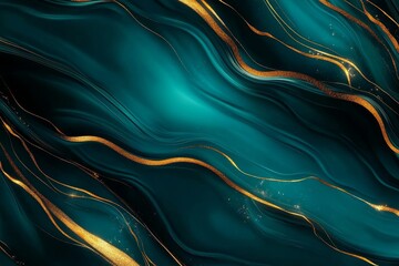 Poster - Abstract teal and gold marble texture with flowing lines and a gradient from dark to light.  Represents luxury, elegance, nature, and fluidity.